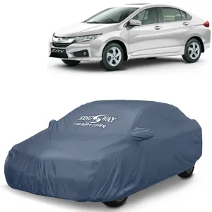 KINGSWAY® City Car Body Cover Dustproof with Mirror Pockets for (Year 2014 to 2016), Compatible with Honda City Car Cover, Comes with Bird Poop, Scratch, UV and Paint Protection, Grey Matty