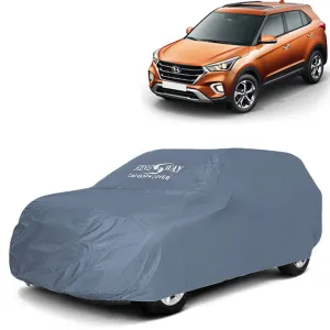 KINGSWAY® Creta Car Body Cover Dustproof for (Year 2018 to 2019) All Model, Compatible with Hyundai Creta Car Cover, Comes with Bird Droppings, Scratch, UV and Paint Protection, Grey Matty