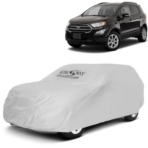 KINGSWAY® Ecosport Car Body Cover Dustproof for (Year 2017 to 2021) All Model, Compatible with Ford Ecosport Car Cover, Comes with Bird Droppings, Scratch, UV and Paint Protection, Silver Matty