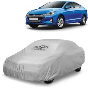 KINGSWAY® Elantra Car Body Cover Dustproof for (Year 2020 to 2021) All Model, Compatible with Hyundai Elantra Car Cover, Comes with Bird Droppings, Scratch, UV and Paint Protection, Silver Matty