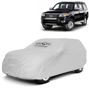 KINGSWAY® Endeavour Car Body Cover Dustproof for (Year 2009 to 2015) All Model, Compatible with Ford Endeavour Car Cover, Comes with Bird Droppings, Scratch, UV and Paint Protection, Silver Matty