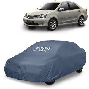 KINGSWAY® Etios Car Body Cover Dustproof for (Year 2010 to 2020) All Model, Compatible with Toyota Etios Car Cover, Comes with Bird Droppings, Scratch, UV and Paint Protection, Grey Matty