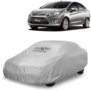 KINGSWAY® Fiesta Car Body Cover Dustproof for (Year 2011 to 2021) All Model, Compatible with Ford Fiesta Car Cover, Comes with Bird Droppings, Scratch, UV and Paint Protection, Silver Matty