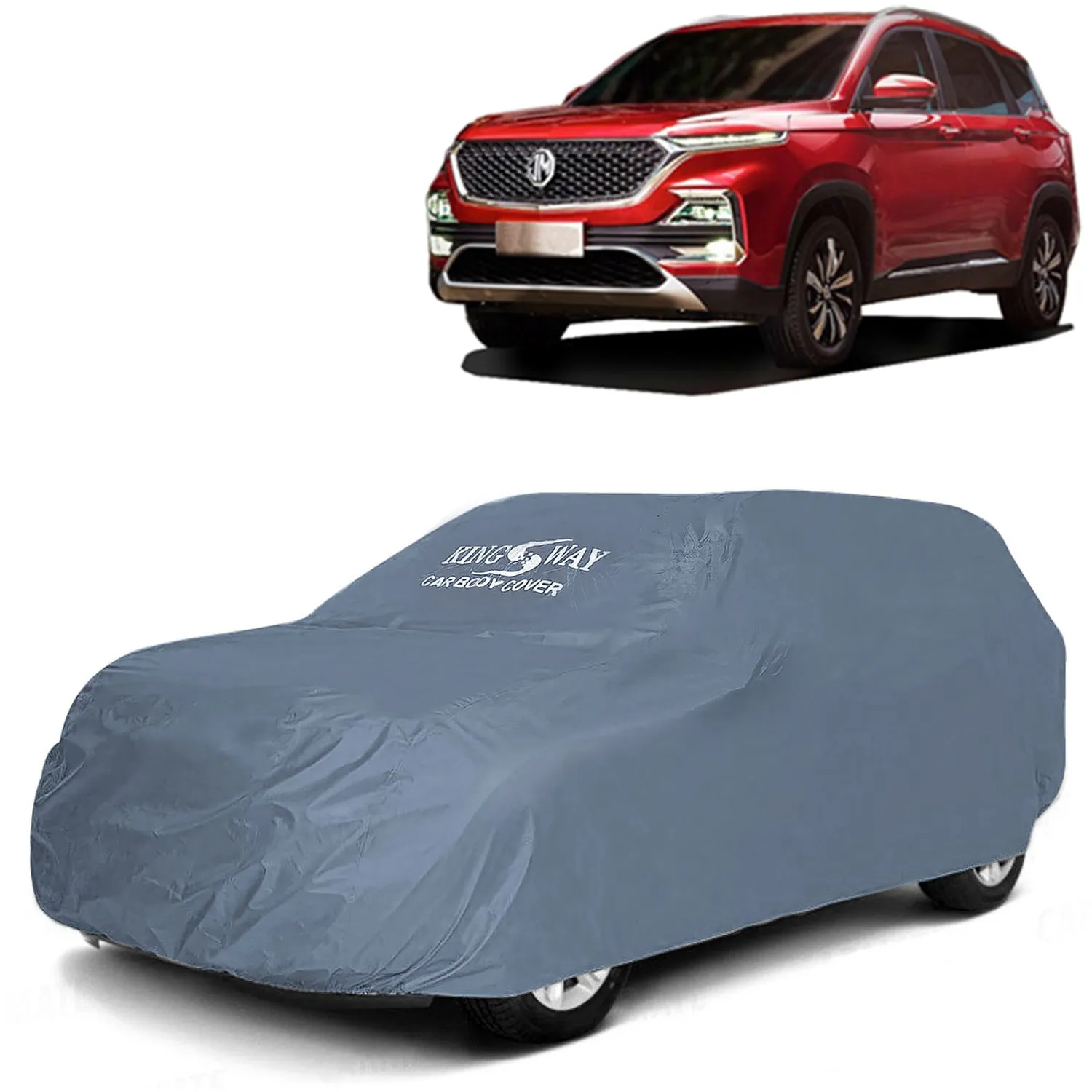 KINGSWAY® Hector Car Body Cover Dustproof for (Year 2019 to 2022) All Model, Compatible with Morris Garages (MG) Hector Car Cover, Comes with Bird Poop, Scratch, UV and Paint Protection, Grey Matty