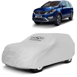 KINGSWAY® Hexa Car Body Cover Dustproof for (Year 2016 to 2020) All Model, Compatible with Tata Hexa Car Cover, Comes with Bird Droppings, Scratch, UV and Paint Protection, Silver Matty