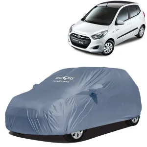 KINGSWAY® I10 Car Body Cover Dustproof with Mirror Pockets for (Year 2010 to 2013), Compatible with Hyundai I10 Car Cover, Comes with Bird Poop, Scratch, UV and Paint Protection, Grey Matty