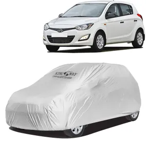 KINGSWAY® I20 Car Body Cover Dustproof for (Year 2011 to 2014) All Model, Compatible with Hyundai I20 Car Cover, Comes with Bird Droppings, Scratch, UV and Paint Protection, Silver Matty