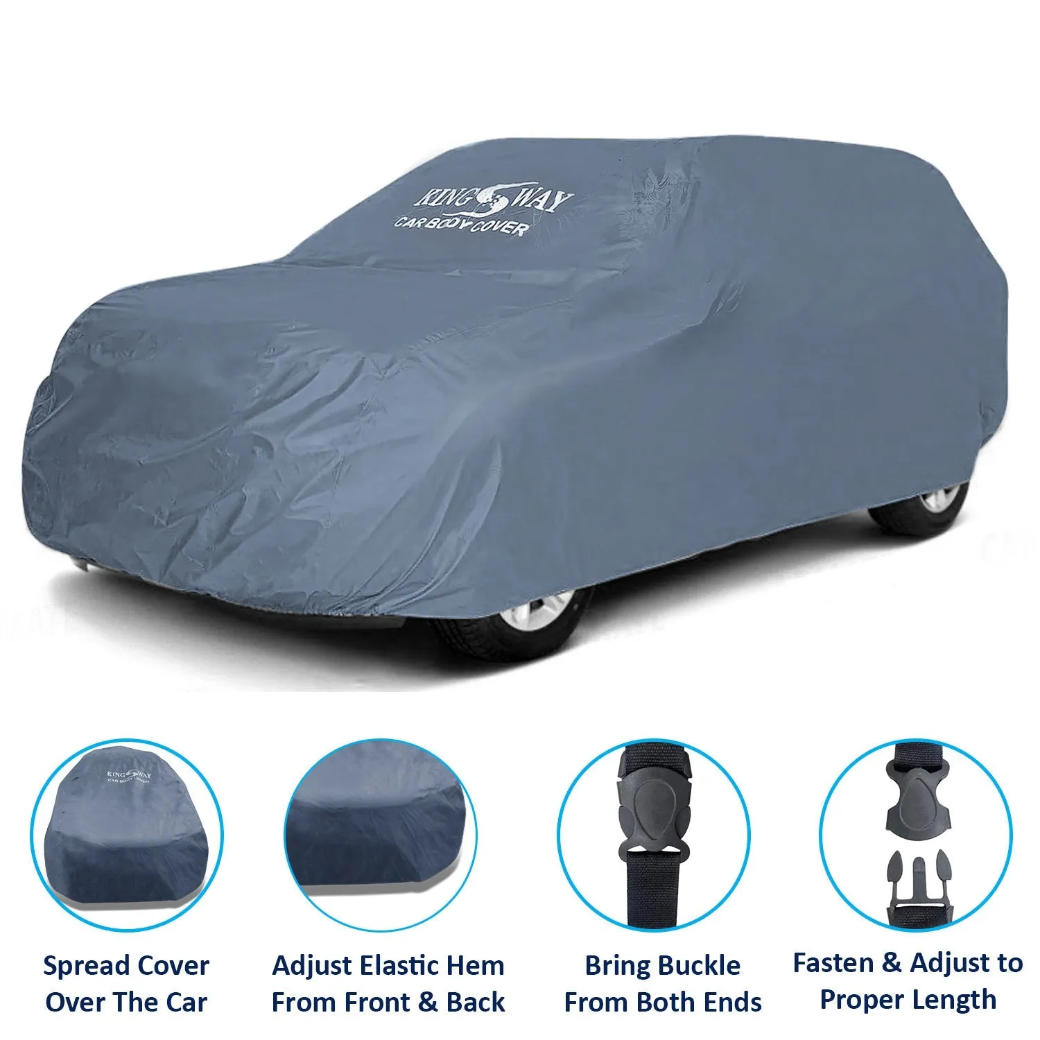 KINGSWAY® Innova Crysta Car Body Cover Dustproof for (Year 2015 to 2021) All Model, Compatible with Toyota Innova Crysta Car Cover, Comes with Bird Poop, Scratch, UV and Paint Protection, Grey Matty