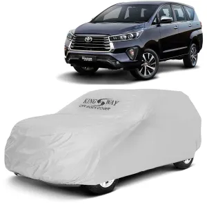 KINGSWAY® Innova Crysta Car Body Cover Dustproof for (Year 2021 Onwards) All Model, Compatible with Toyota Innova Crysta Car Cover, Comes with Bird Poop, Scratch, UV and Paint Protection, Silver Matty