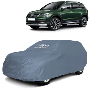 KINGSWAY® Karoq Car Body Cover Dustproof for (Year 2020 to 2021) All Model, Compatible with Skoda Karoq Car Cover, Comes with Bird Droppings, Scratch, UV and Paint Protection, Grey Matty
