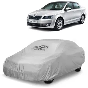 KINGSWAY® Octavia Car Body Cover Dustproof for (Year 2013 to 2018) All Model, Compatible with Skoda Octavia Car Cover, Comes with Bird Droppings, Scratch, UV and Paint Protection, Silver Matty