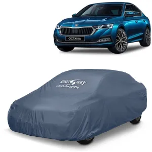 KINGSWAY® Octavia Car Body Cover Dustproof for (Year 2021 to 2023) All Model, Compatible with Skoda Octavia Car Cover, Comes with Bird Droppings, Scratch, UV and Paint Protection, Grey Matty