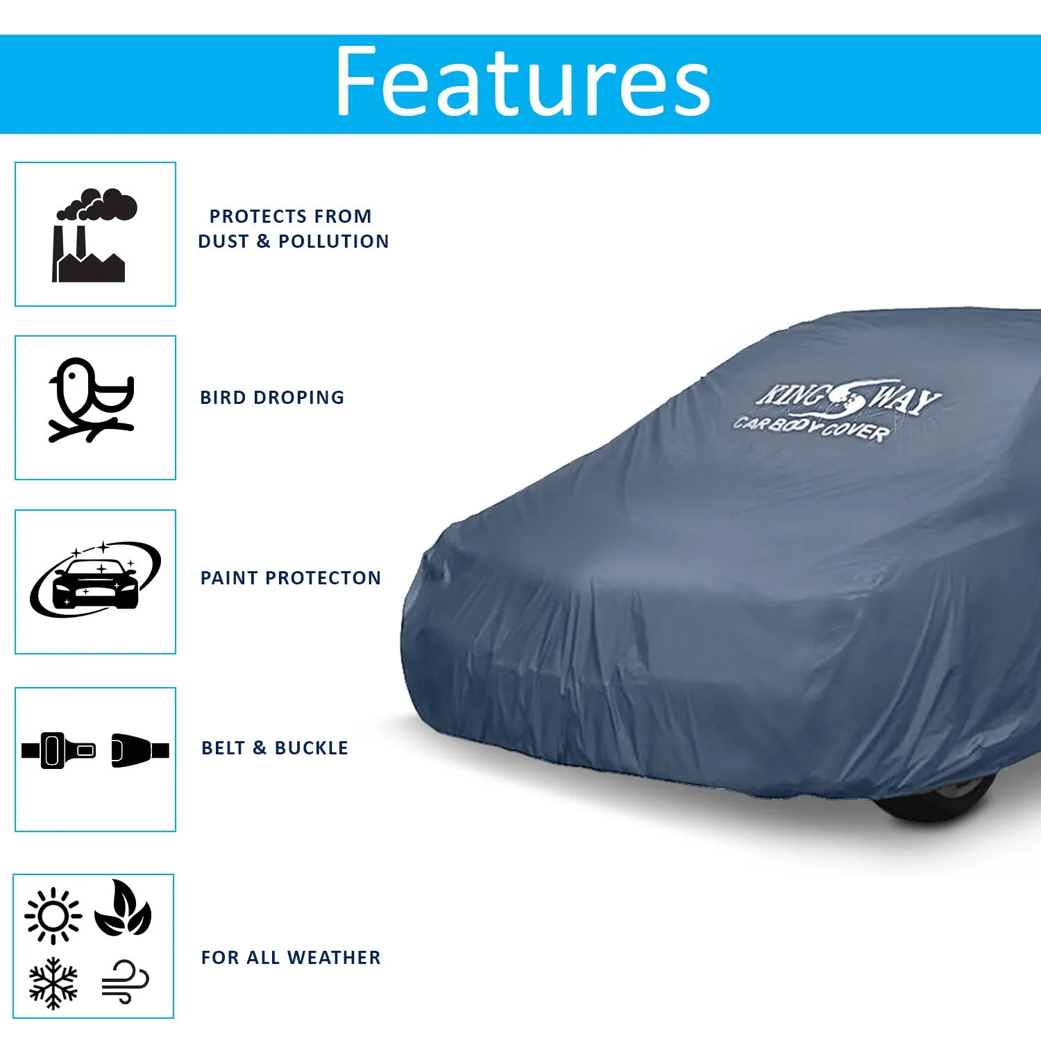 KINGSWAY® Octavia Car Body Cover Dustproof for (Year 2021 to 2023) All Model, Compatible with Skoda Octavia Car Cover, Comes with Bird Droppings, Scratch, UV and Paint Protection, Grey Matty