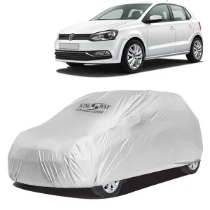 KINGSWAY® Polo Car Body Cover Dustproof for (Year 2009 to 2022) All Model, Compatible with Volkswagen Polo Car Cover, Comes with Bird Droppings, Scratch, UV and Paint Protection, Silver Matty
