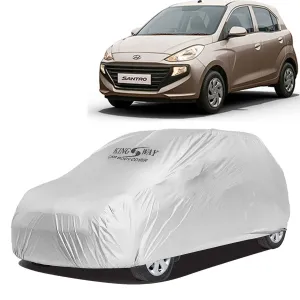 KINGSWAY® Santro Car Body Cover Dustproof for (Year 2018 to 2022) All Model, Compatible with Hyundai Santro Car Cover, Comes with Bird Droppings, Scratch, UV and Paint Protection, Silver Matty