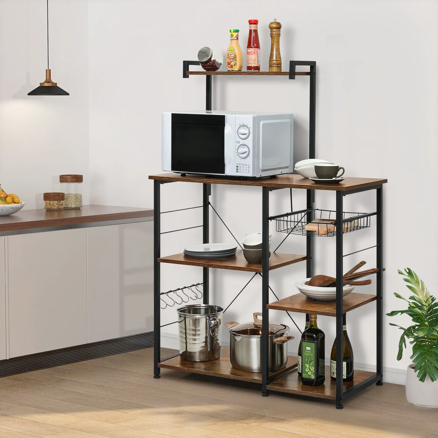 Kitchen Baker's Rack 35.5"x16"x52" - with Movable Basket