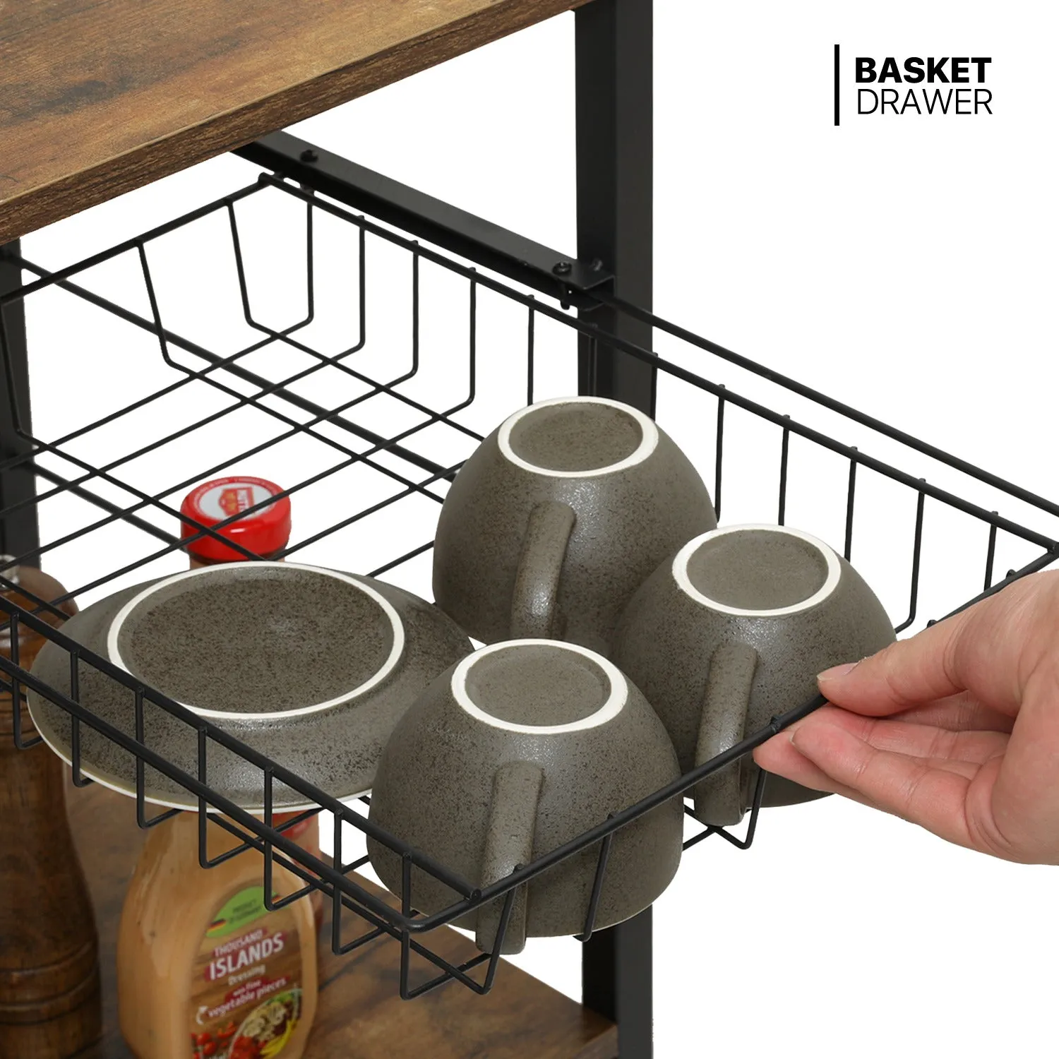 Kitchen Baker's Rack 35.5"x16"x52" - with Movable Basket
