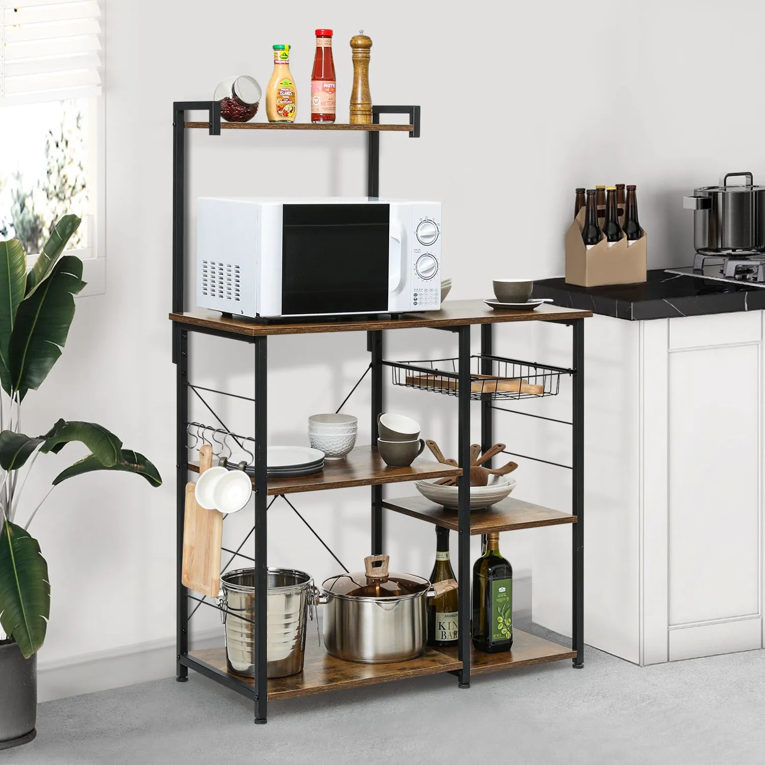 Kitchen Baker's Rack 35.5"x16"x52" - with Movable Basket