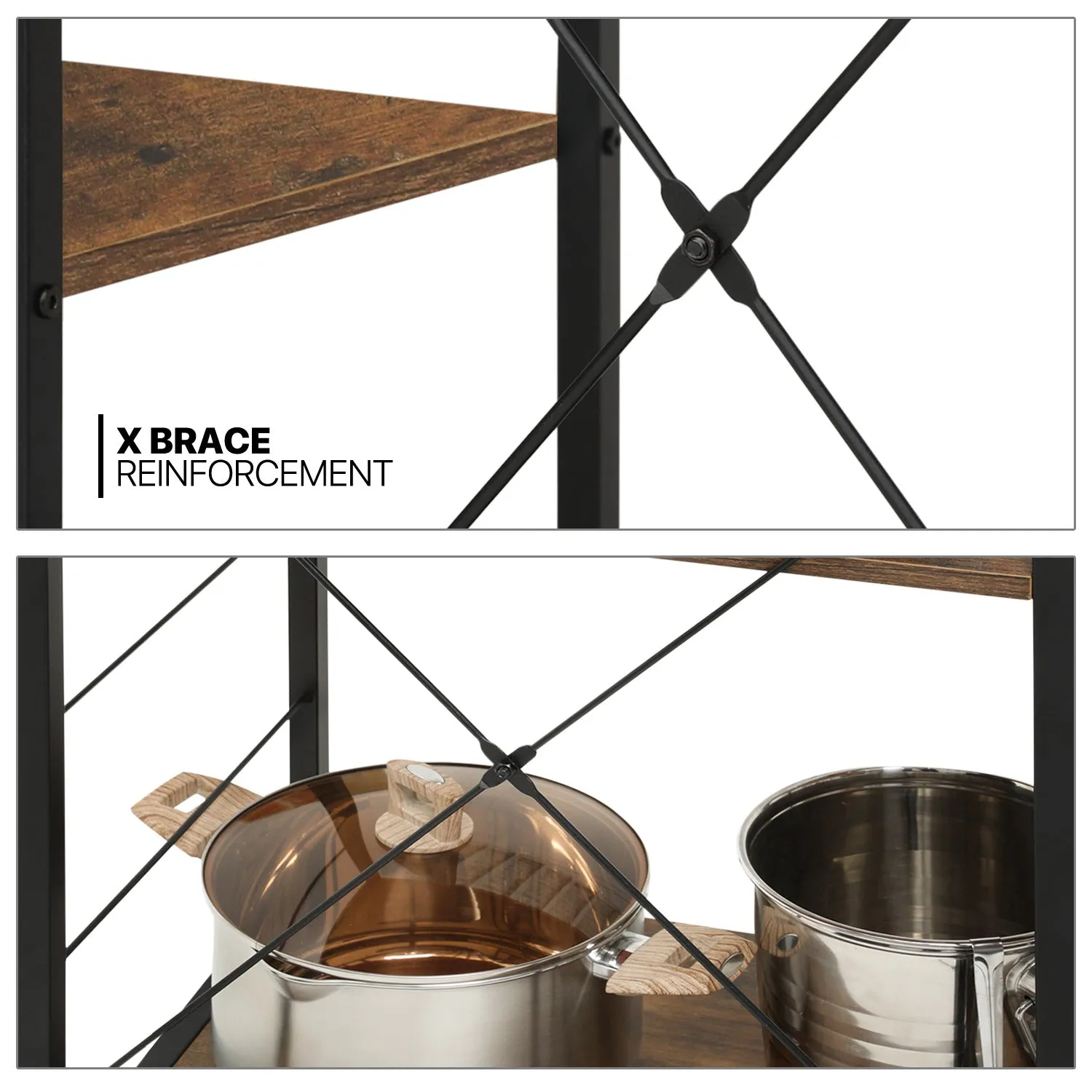 Kitchen Baker's Rack 35.5"x16"x52" - with Movable Basket