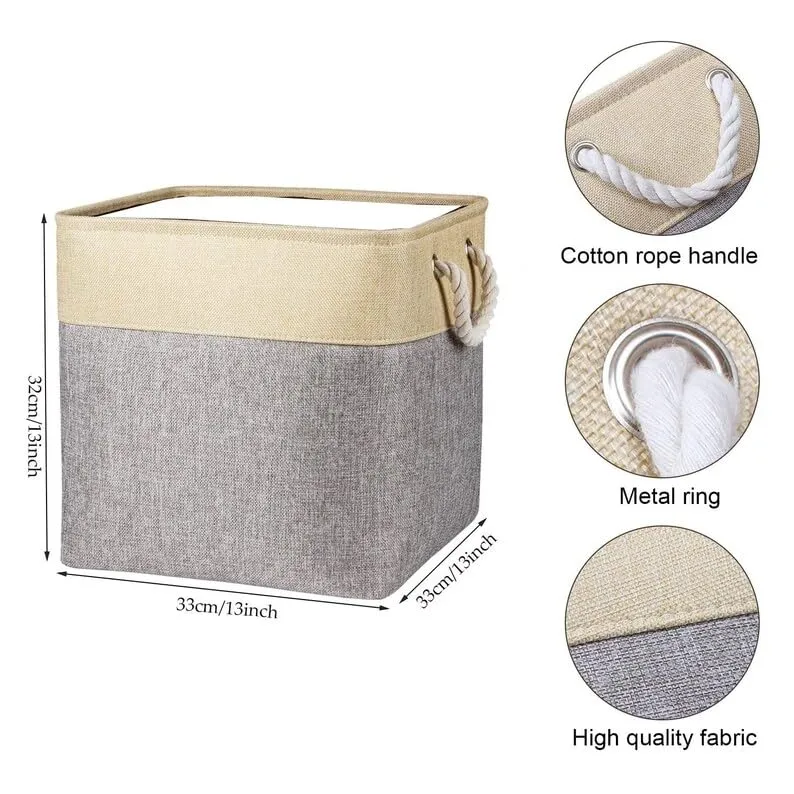 Kuber Industries Foldable Storage Basket|Polyester Toy Storage Bin|Wardrobe Organizer For Clothes (Dark Grey & Brown) (Pack Of 2)