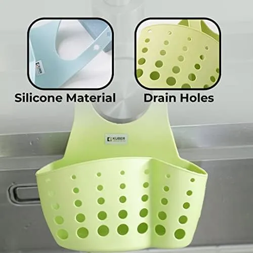 Kuber Industries Kitchen & Bathroom Organizer|Multipurpose Basket Shelf For Kitchen & Bathroom|Premium TPR|Flexible & Durable|Smart Drainage Holes|Pack of 6|TM15008|Multicolor