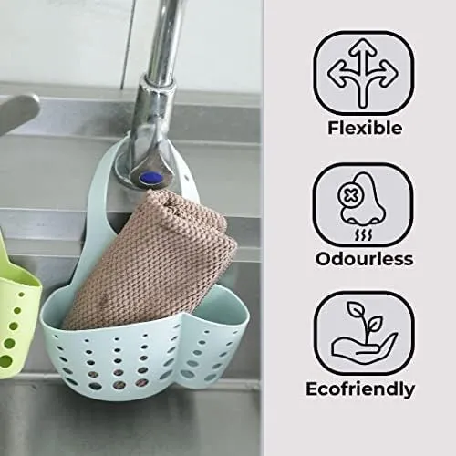 Kuber Industries Kitchen & Bathroom Organizer|Multipurpose Basket Shelf For Kitchen & Bathroom|Premium TPR|Flexible & Durable|Smart Drainage Holes|Pack of 6|TM15008|Multicolor