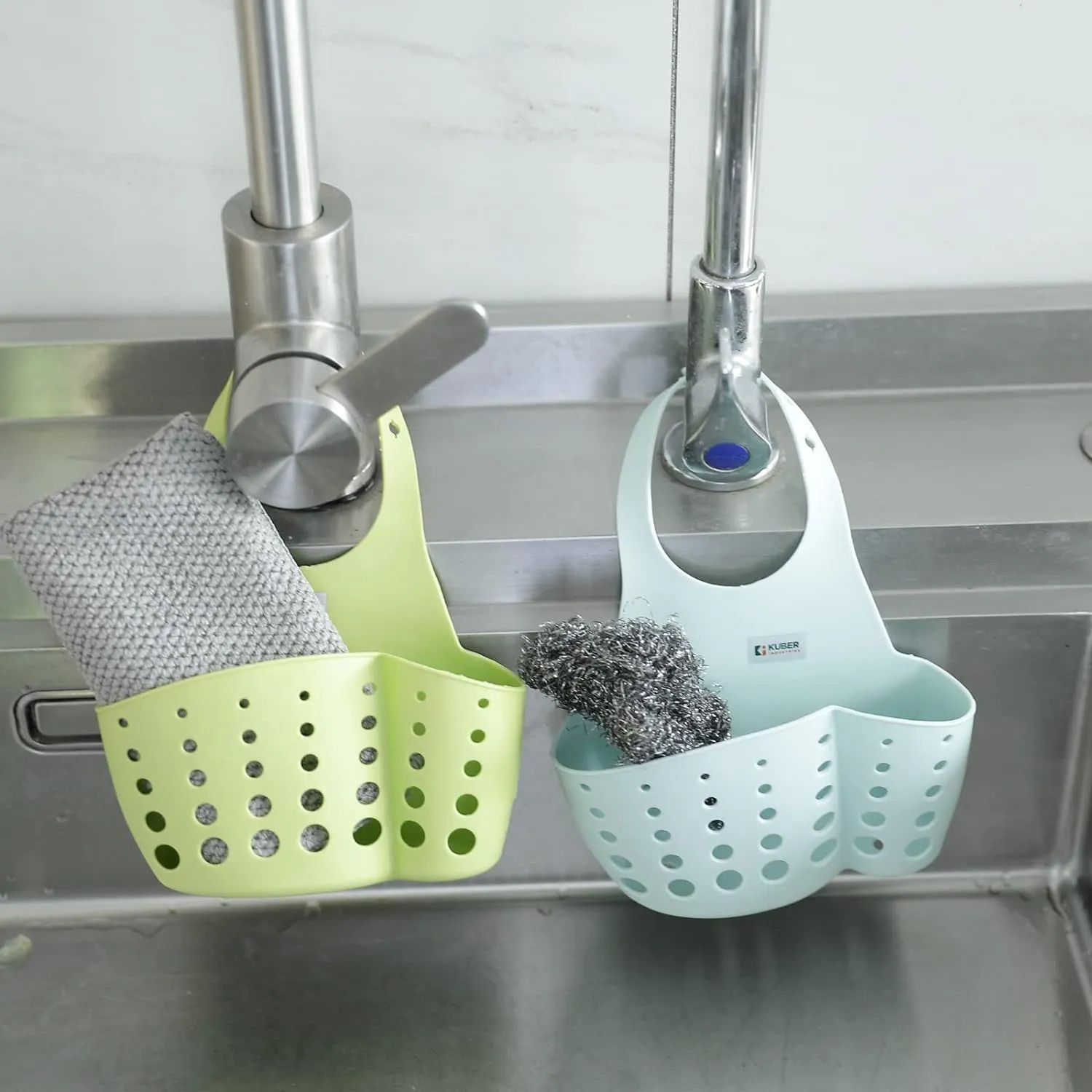 Kuber Industries Kitchen & Bathroom Organizer|Multipurpose Basket Shelf For Kitchen & Bathroom|Premium TPR|Flexible & Durable|Smart Drainage Holes|Pack of 6|TM15008|Multicolor