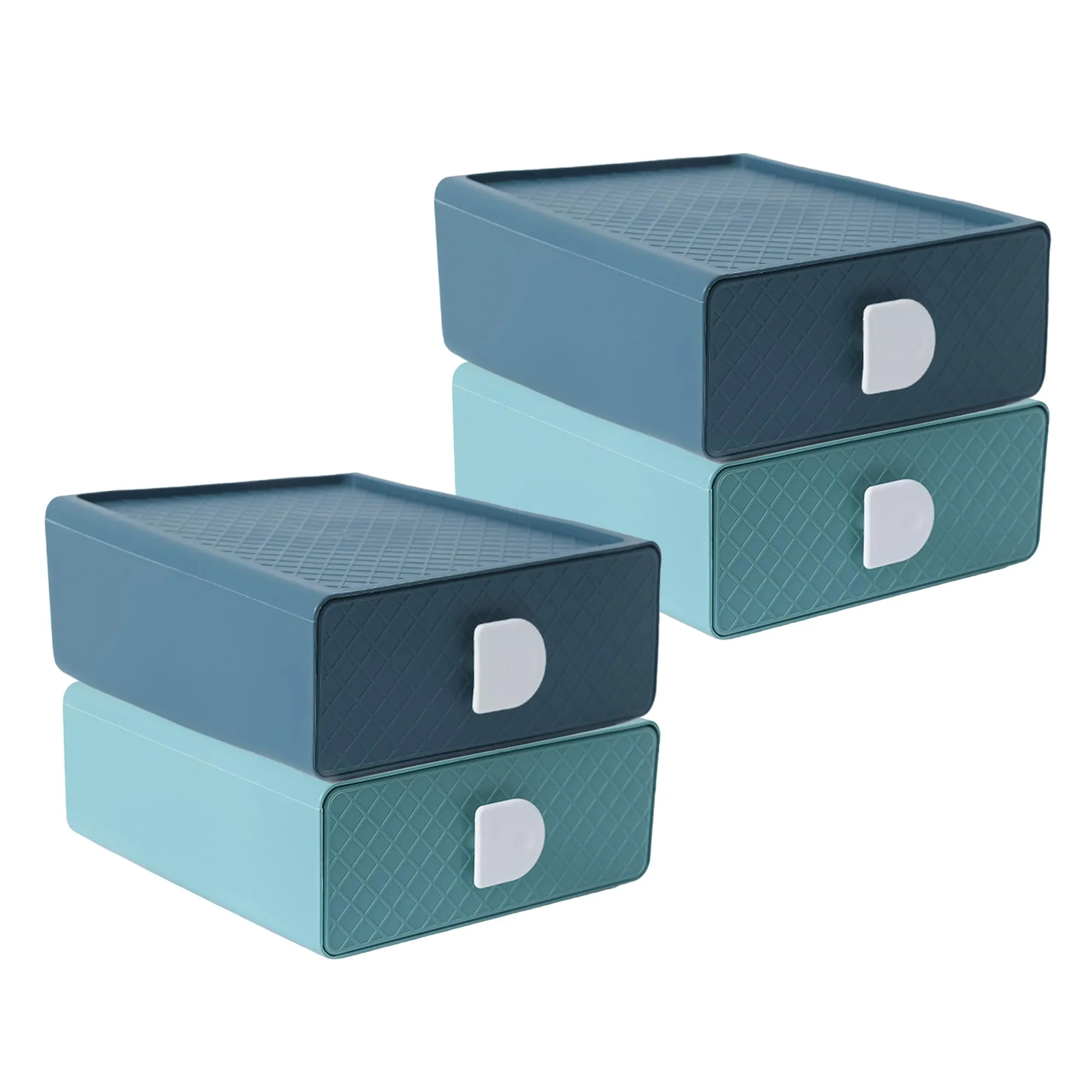 Kuber Industries (Set of 4) Mini Storage Box Drawer Organizer For Toys, Medicine Utility, Baby & Kids Items - Green & Blue Color
