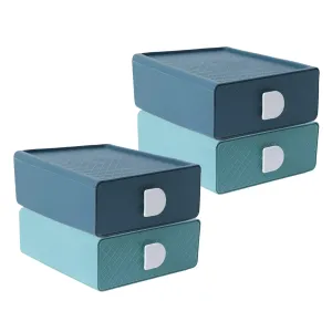 Kuber Industries (Set of 4) Mini Storage Box Drawer Organizer For Toys, Medicine Utility, Baby & Kids Items - Green & Blue Color