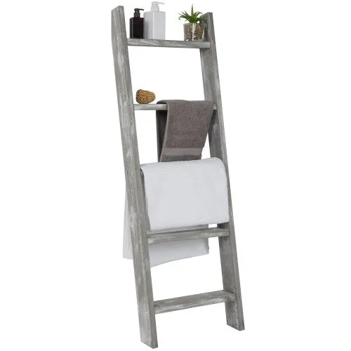 Ladder-Style Blanket Rack, Gray Wood Finish