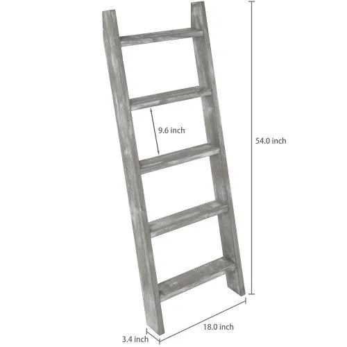 Ladder-Style Blanket Rack, Gray Wood Finish