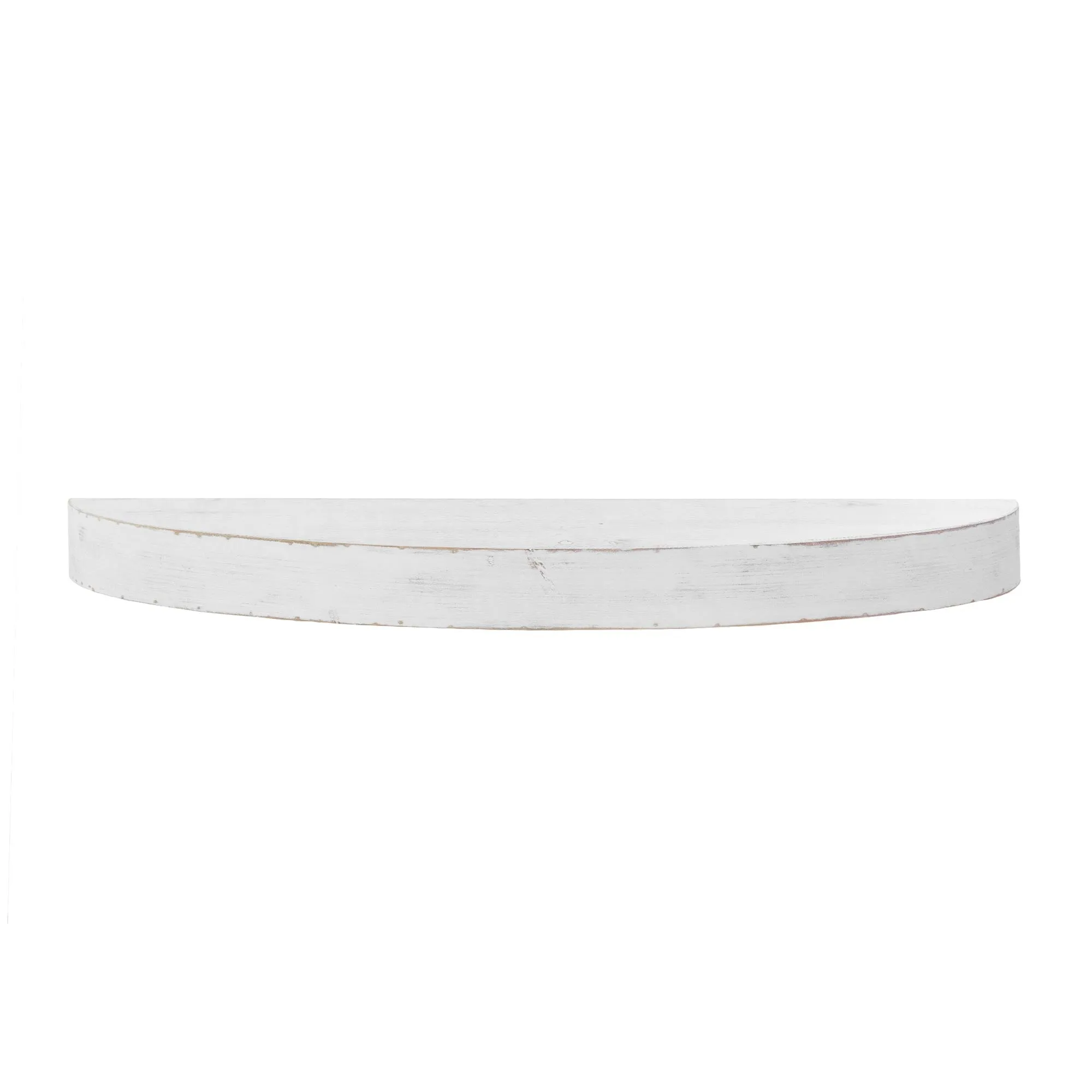 Large Round Wood Floating Wall Shelf - White