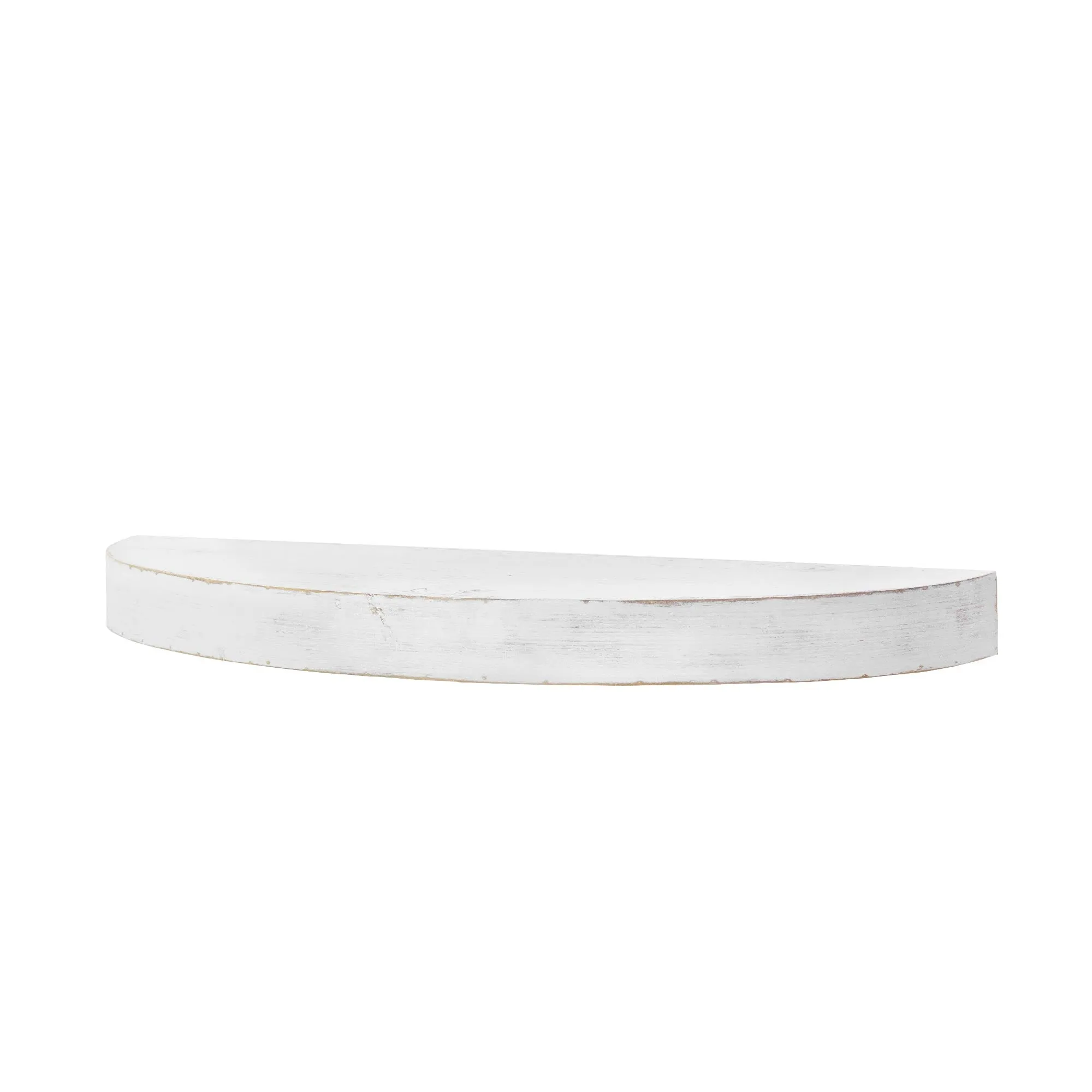 Large Round Wood Floating Wall Shelf - White
