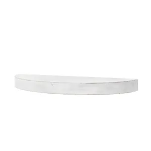 Large Round Wood Floating Wall Shelf - White