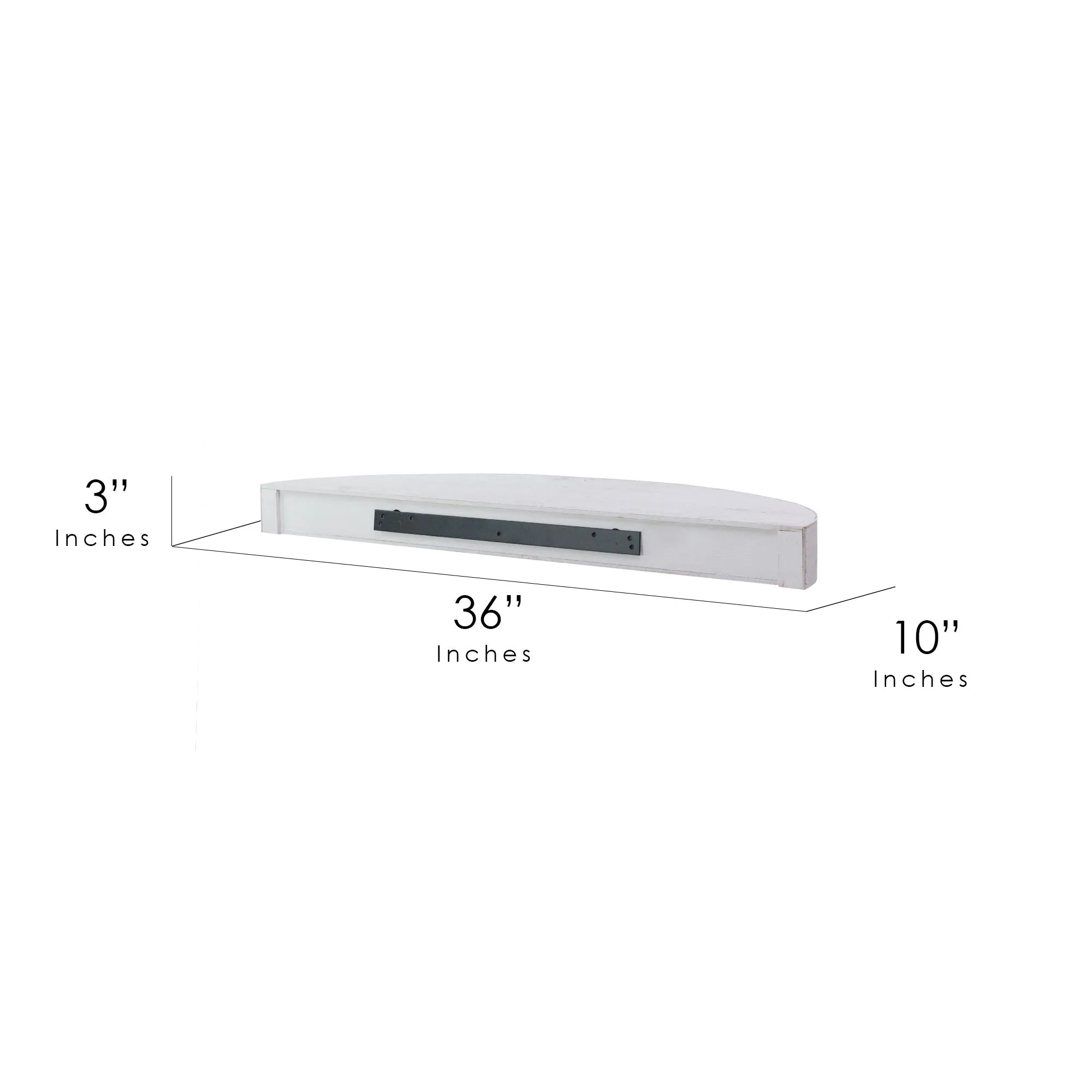 Large Round Wood Floating Wall Shelf - White