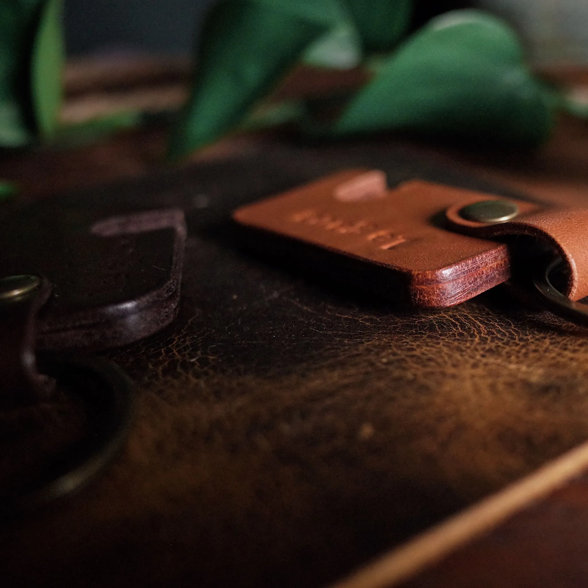 Leather Keychain Phone Holder – Dark Brown Edition
