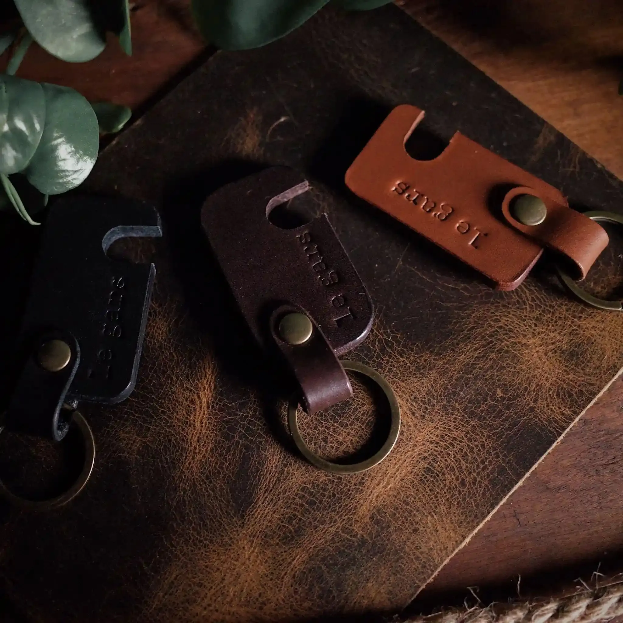 Leather Keychain Phone Holder – Dark Brown Edition