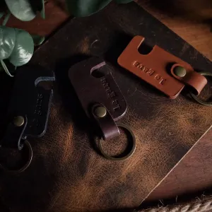 Leather Keychain Phone Holder – Dark Brown Edition