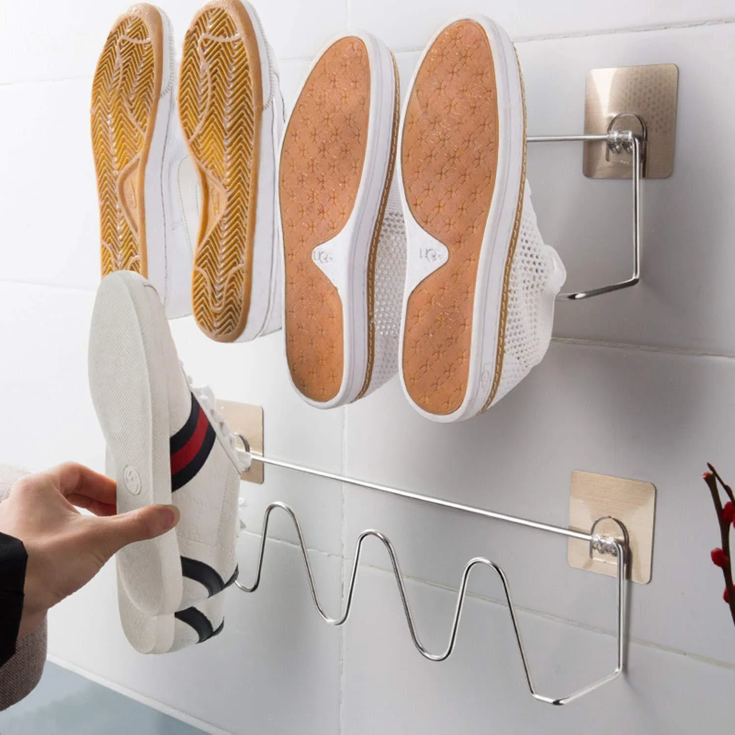 Magic Sticker Series No Drill Shoe Stand for Flip Flops, Bathroom Slippers