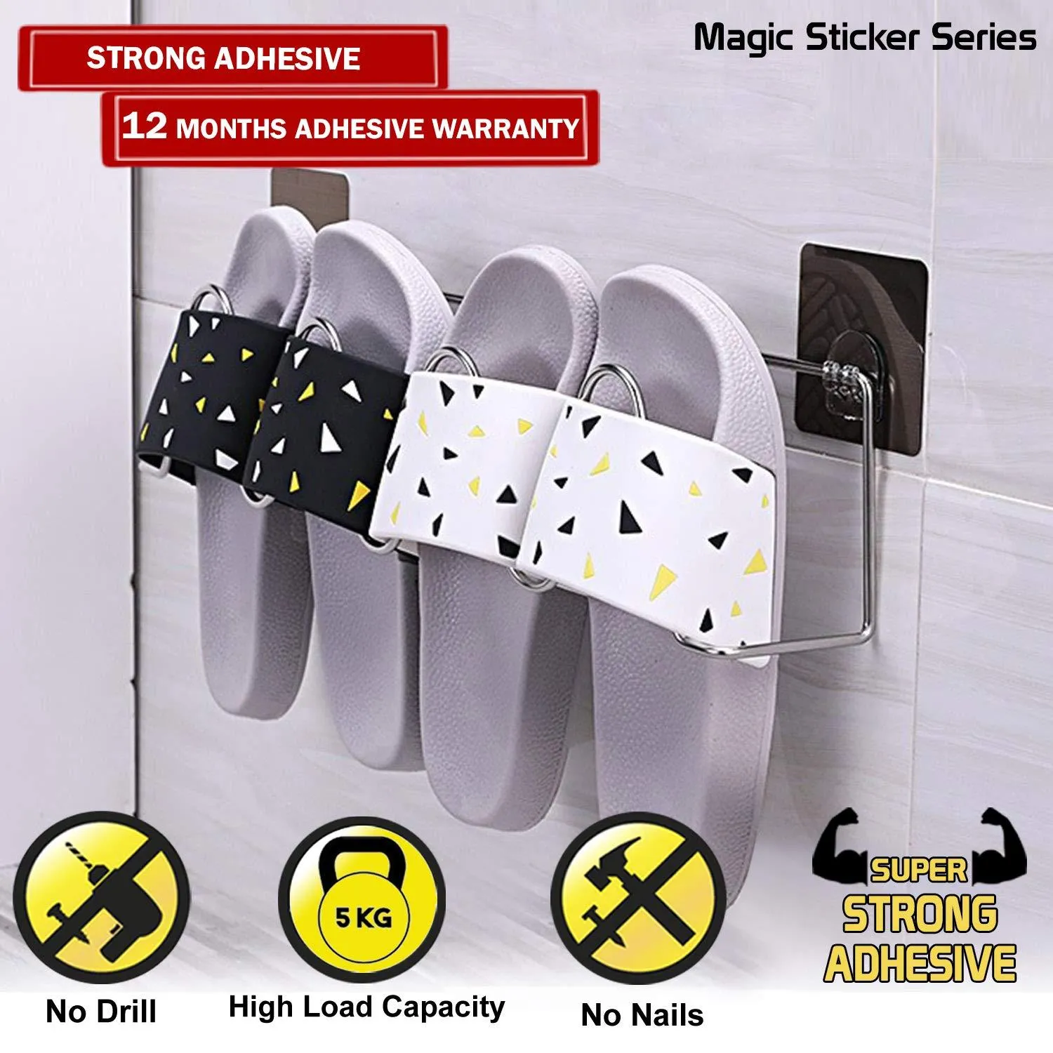 Magic Sticker Series No Drill Shoe Stand for Flip Flops, Bathroom Slippers