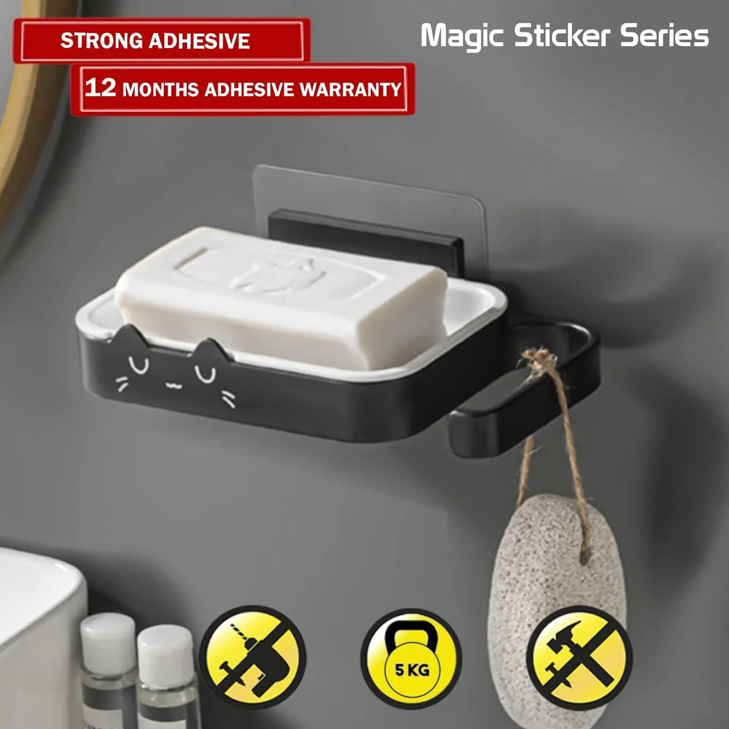 Magic Sticker Series Self Adhesive Kitchen Bathroom Soap Holder Dish