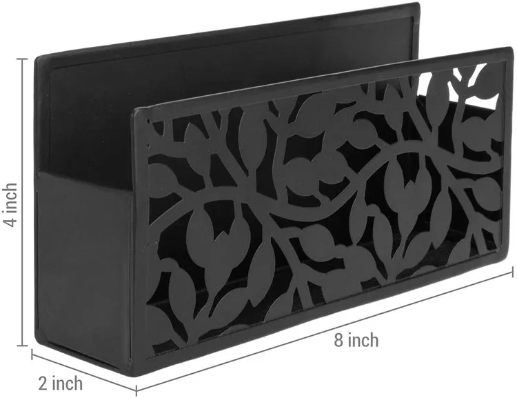 Magnetic Floral Pattern Black Metal Dry Erase Whiteboard Marker Holder Supplies Basket Organizer