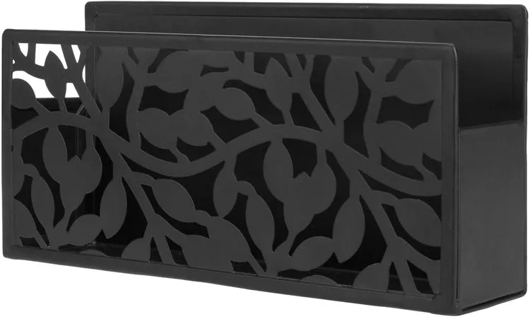 Magnetic Floral Pattern Black Metal Dry Erase Whiteboard Marker Holder Supplies Basket Organizer
