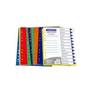 Marlin A4 PVC Divider Months Jan-Dec Rainbow DIV007M