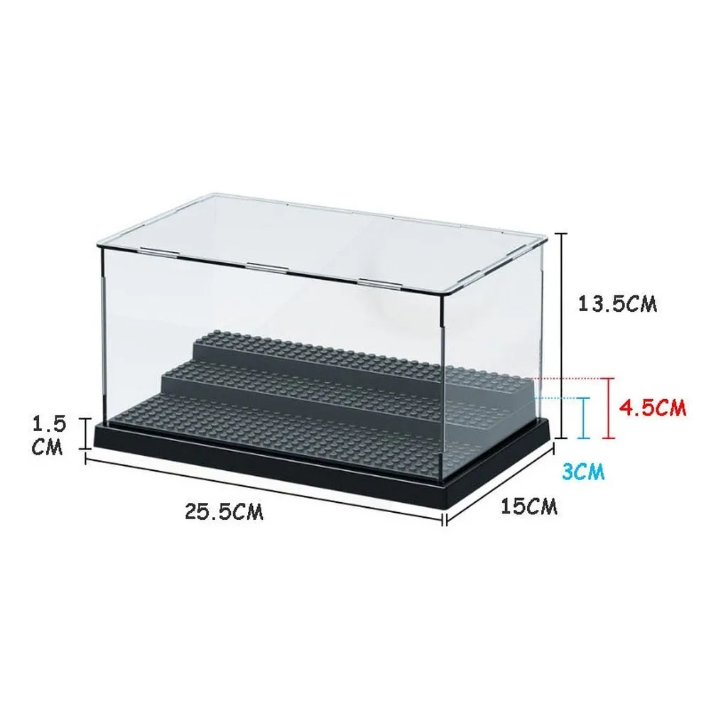 MOC  Compatible  Acrylic Display Case/Box 3 Steps Dustproof Base Plate Assembly Building Blocks Dolls Display Case Figures Storage Box Kids Toys