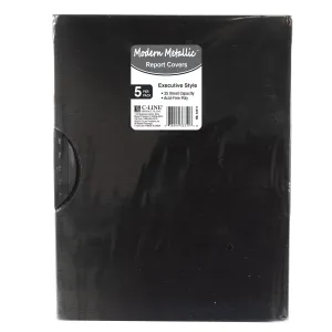 Modern Metallic Executive Style Report Cover, Brilliant Black, 5/PK, 33311