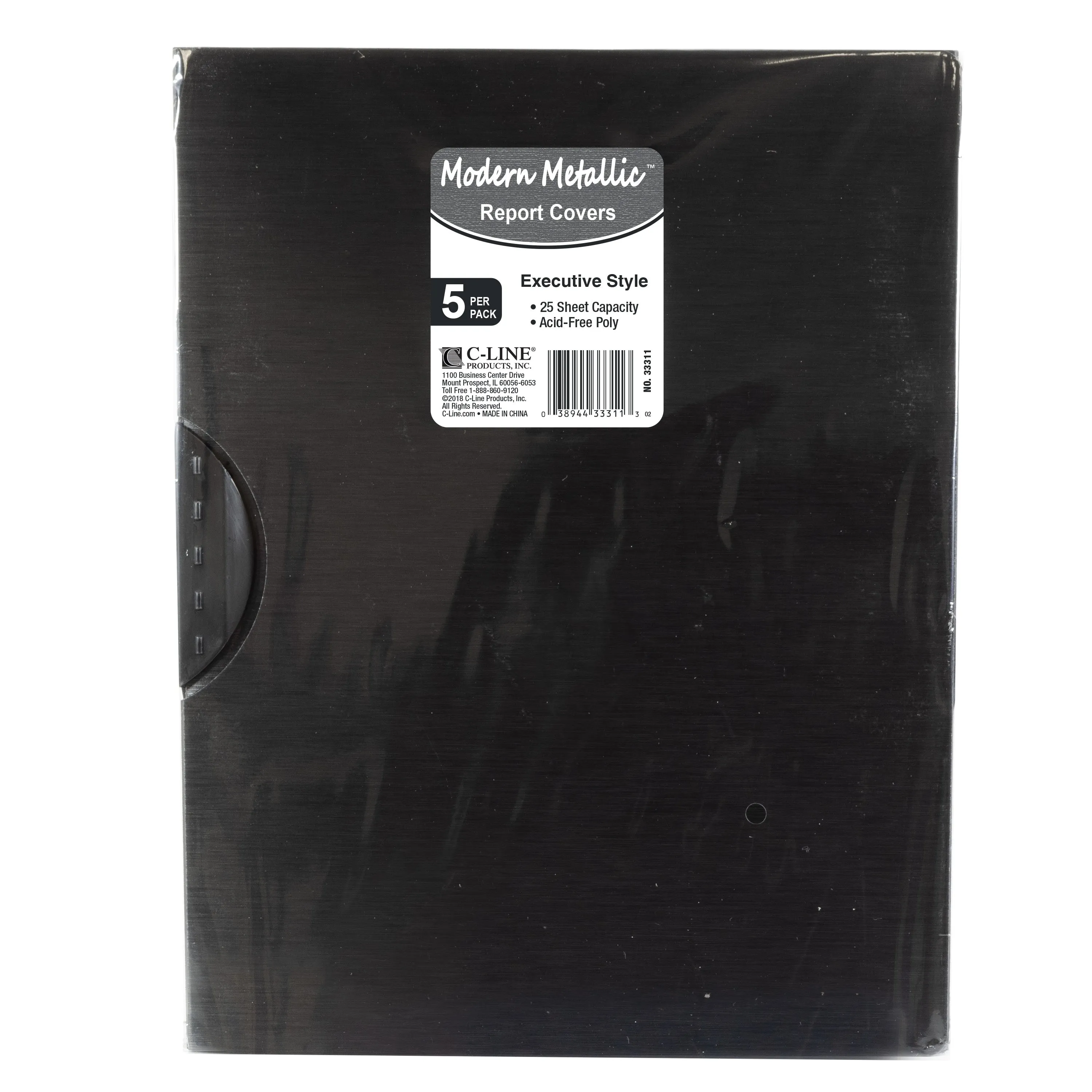 Modern Metallic Executive Style Report Cover, Brilliant Black, 5/PK, 33311