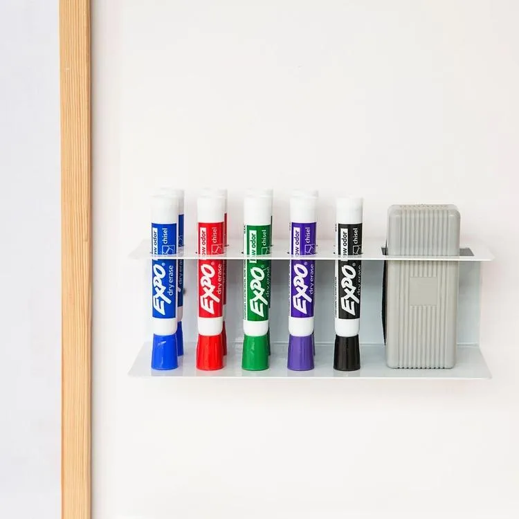 Modern Simple White 10-Slot Dry Erase Marker Holder Rack
