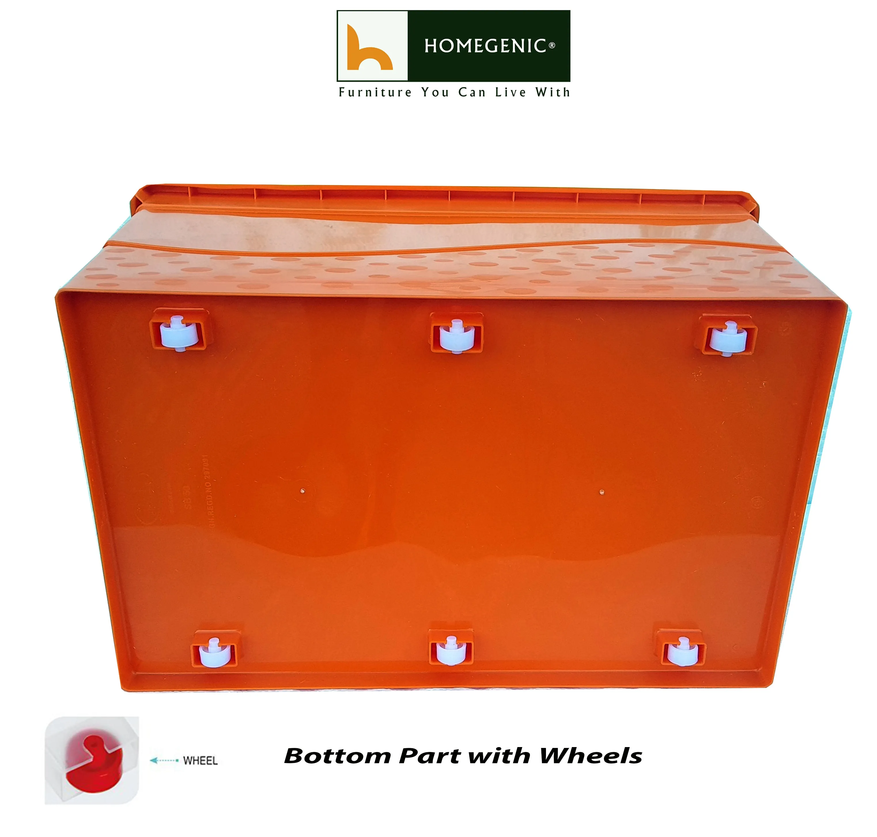 Nilkamal Stackable Storage Box 50 Ltr with Wheels (Orange-Yellow)