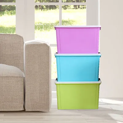 Nilkamal Stackable Storage Box 50 Ltr with Wheels (Orange-Yellow)